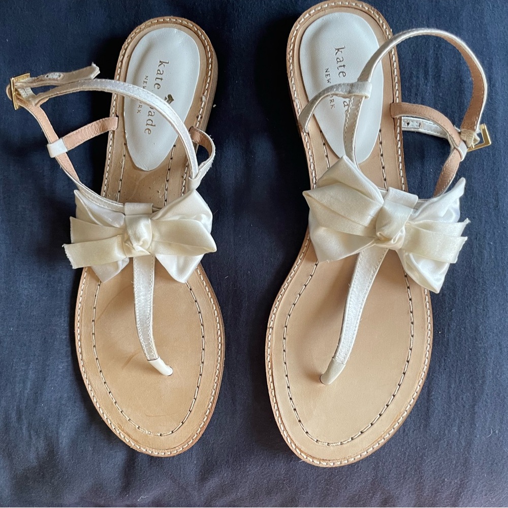 New with box ivory satin Kate spade sandals size 9